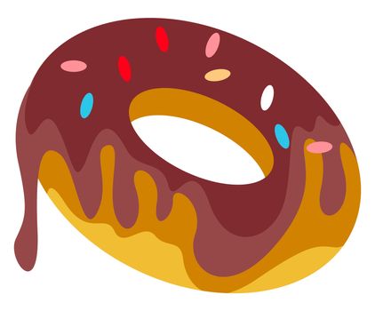 Chocolate donut, illustration, vector on white background