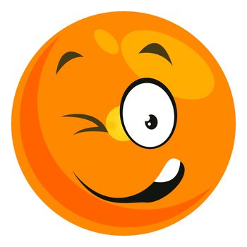 Winking smiley, illustration, vector on white background