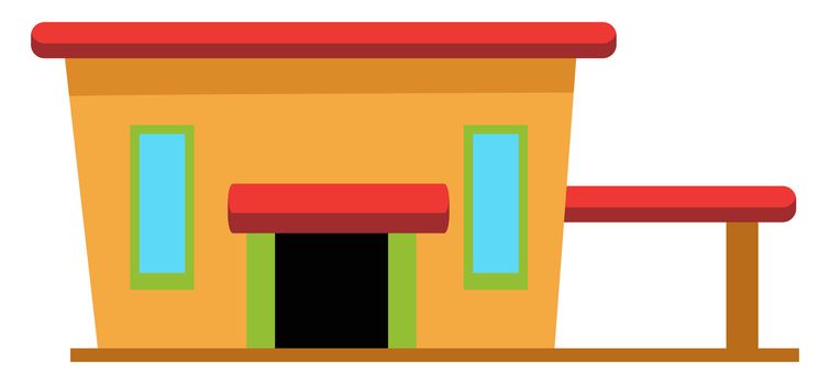 House with garage, illustration, vector on white background