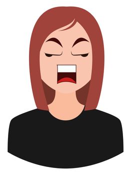 Angry girl emoji, illustration, vector on white background