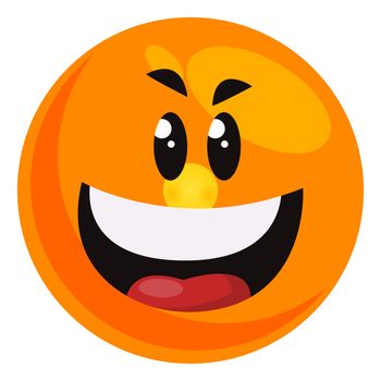 Evil laugh emoji, illustration, vector on white background