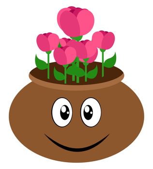 Flowers in pot, illustration, vector on white background