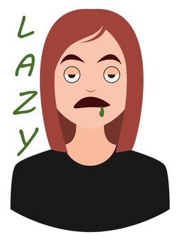 Lazy girl emoji, illustration, vector on white background