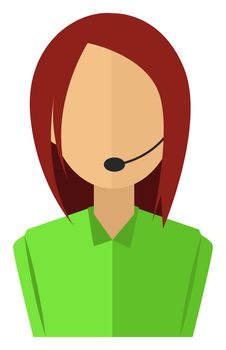 Girl operater avatar, illustration, vector on white background