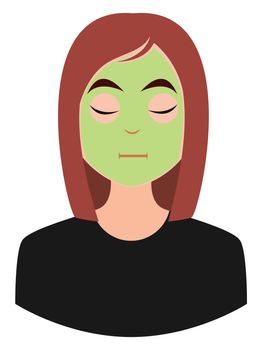Girl with face mask, illustration, vector on white background