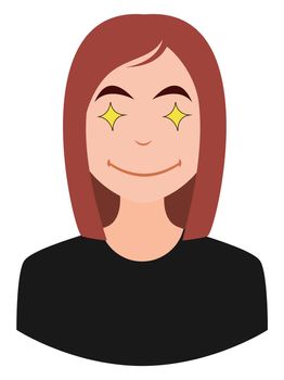 Girl feeling like a star emoji, illustration, vector on white background