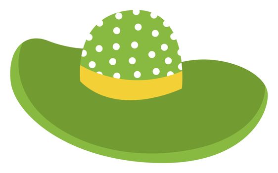 Green woman hat, illustration, vector on white background
