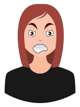 Pissed off girl, illustration, vector on white background