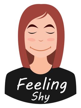 Shy girl emoji, illustration, vector on white background