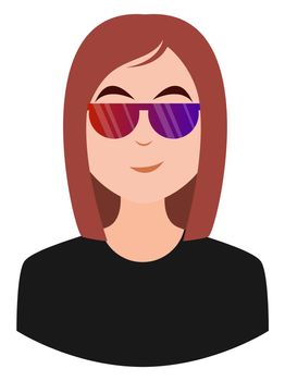 Girl with sunglasses emoji, illustration, vector on white background