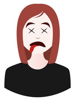 Dead girl emoji, illustration, vector on white background