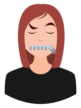 Girl with closed mouth, illustration, vector on white background
