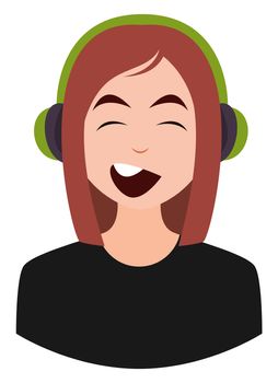 Girl with headphones, illustration, vector on white background