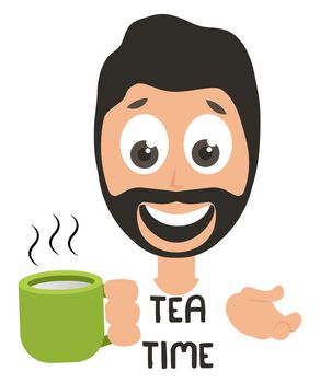 Man drinking tea, illustration, vector on white background