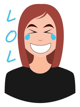 Girl laughing out loud, illustration, vector on white background