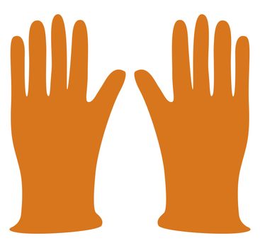 Orange gloves, illustration, vector on white background