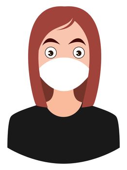 Girl with medical mask, illustration, vector on white background