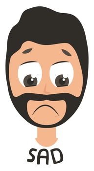 Sad man emoji, illustration, vector on white background