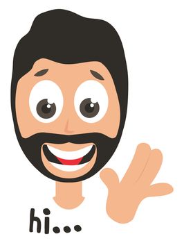 Man saying hi, illustration, vector on white background