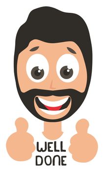 Man well done emoji, illustration, vector on white background