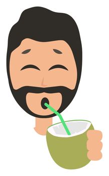 Man drinking cocktail, illustration, vector on white background