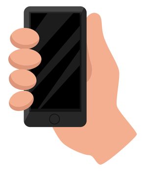 Phone in hand, illustration, vector on white background