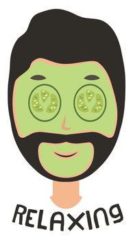 Man with mask on face, illustration, vector on white background