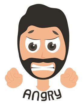 Angry man emoji, illustration, vector on white background