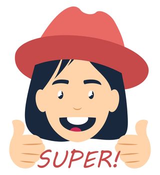 Girl with red hat, illustration, vector on white background