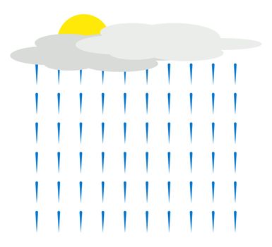 Rain from cloud, illustration, vector on white background