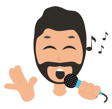 Man singing on microphone, illustration, vector on white background