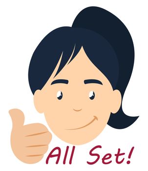 Girl is ready, illustration, vector on white background