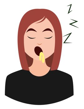 Sleepy girl emoji, illustration, vector on white background