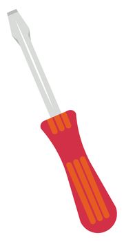 Red screwdriver, illustration, vector on white background