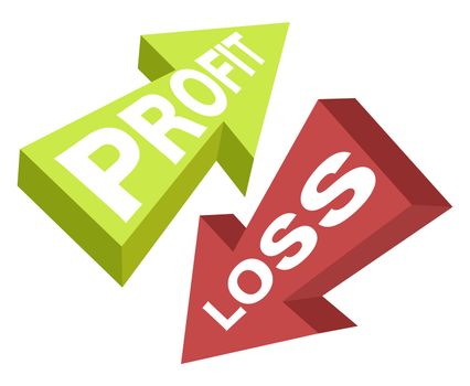Profit and loss, illustration, vector on white background