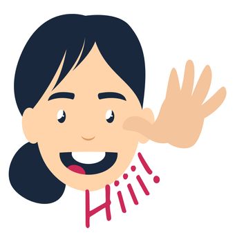 Girl saying hi, illustration, vector on white background