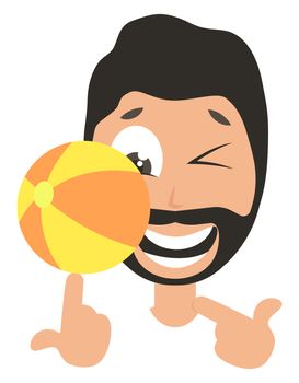 Man with beach ball, illustration, vector on white background