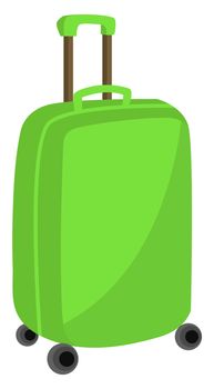 Green trolley bag, illustration, vector on white background