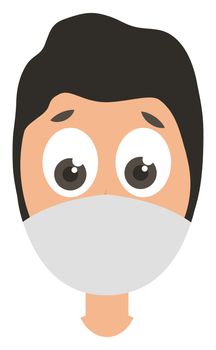 Man with medical mask, illustration, vector on white background