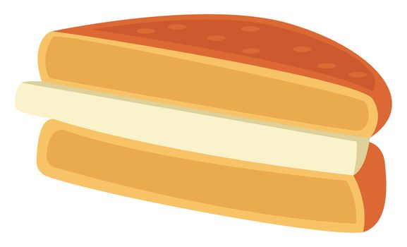 Sandwich with cheese, illustration, vector on white background