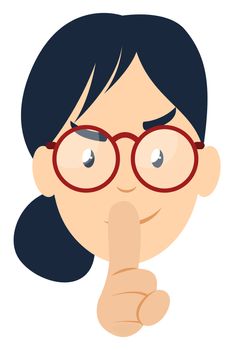 Girl with red glasses, illustration, vector on white background
