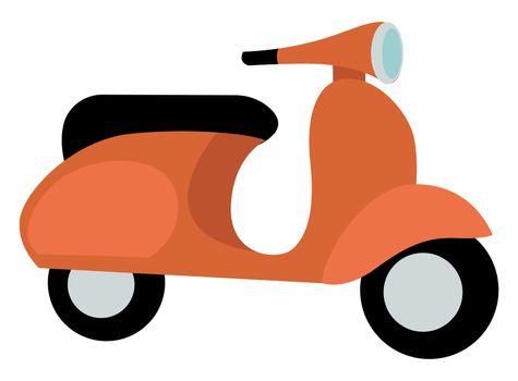 Orange scooter, illustration, vector on white background