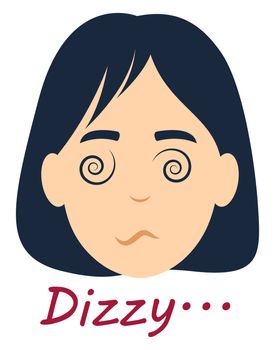 Dizzy girl, illustration, vector on white background