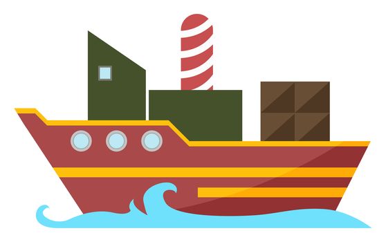 Ship on water, illustration, vector on white background