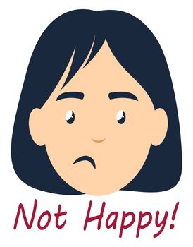 Girl is not happy, illustration, vector on white background