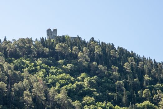 ancient historic fortress above the village of piediluco