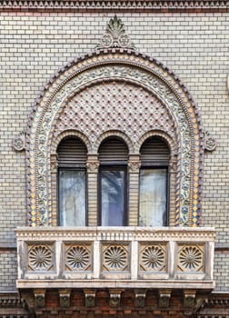 Window in art nouveau and moorish style, Budapest, Hungary