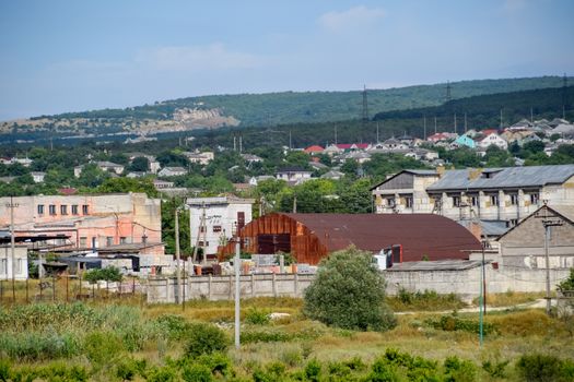 Crimean landscapes, driving on the roads of Crimea. Suburbs and villages and fields and trails of The Crimea.