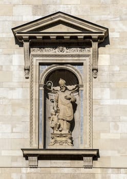 Statue in a niche of St. Stephen's Basilica in Budapest, Hungary