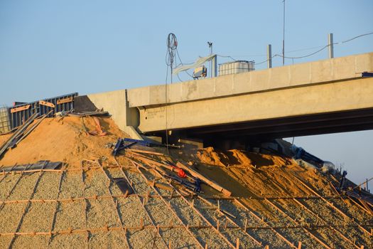 Reinforced concrete construction road junction. a Road construction and bridges.
